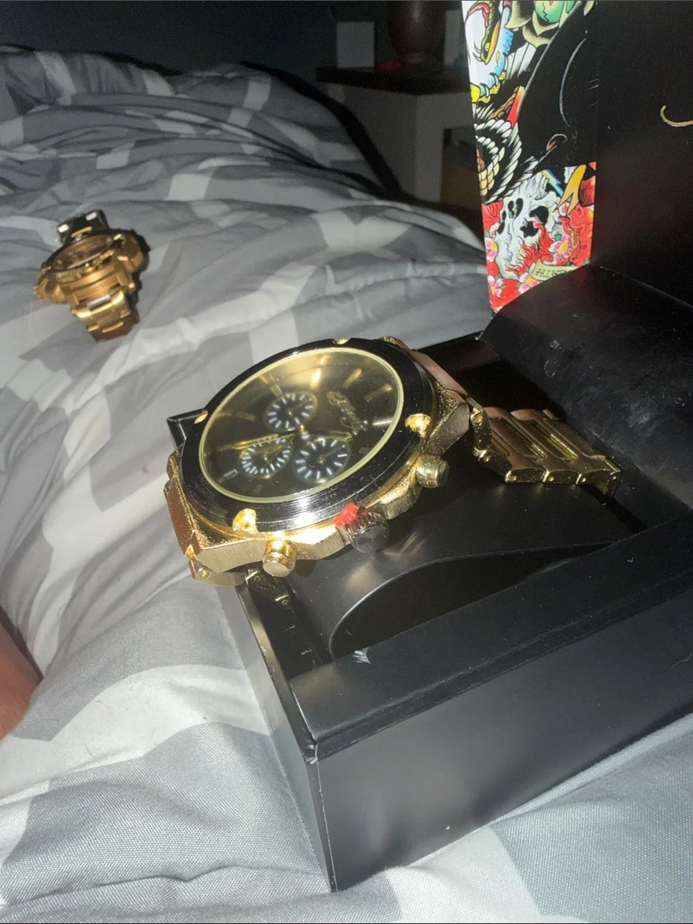 Ed Hardy Multicolor Tattoo Print Watch Box